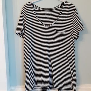 Black and white Striped tee with Pocket